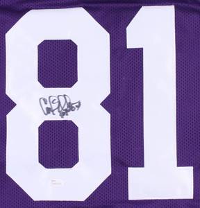 lot 29 image: Carl Eller Signed Vikings Jersey Inscribed HOF 04 (JSA COA)