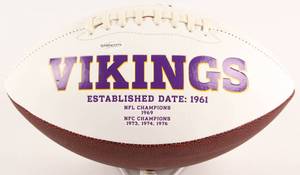 lot 33 image: Xavier Rhodes Signed Vikings Logo Football (TSE COA)