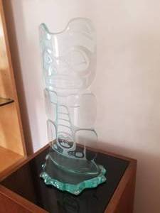 lot 200 image: Striking Inuit Luminous Glass Art by David Montpetit Signed, Limited Edition- Totem