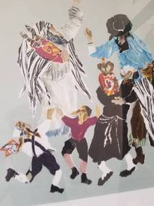 lot 11 image: Amazing Israeli Fine Art Lithograph by Judith Yellin Signed, ARTIST PROOF - Torah Jewish Dance