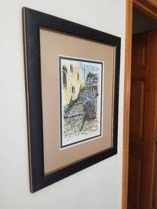 lot 44 image: Beautiful Israeli Signed Print- Cobblestone Road