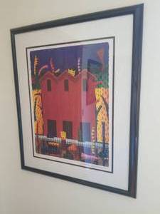 lot 285 image: Colorful Signed Fine Art Print- Red House