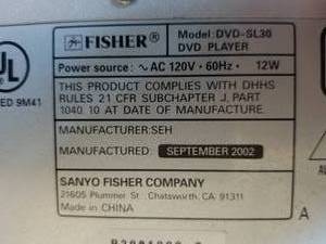 lot 576 image: Fisher DVD Player Model DVD-SL30