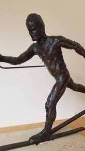 lot 221 image: Royal Copenhagen Bronze Sculpture Cross Country Skier by SG Kelsey 3412500