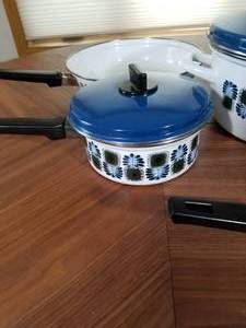lot 392 image: Collection of Blue Enamelware Cookware