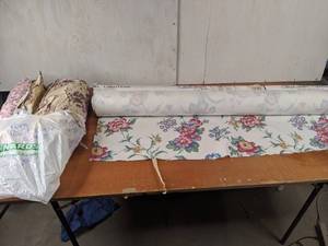 lot 163 image: Assorted Fabric Bolts and Wool Quilt Batting