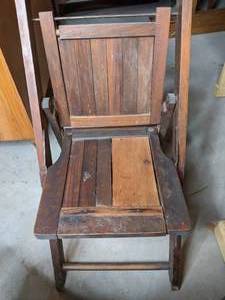 lot 166 image: Rustic Wood Slat Folding Chair