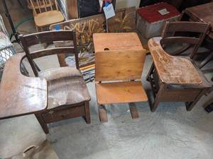 lot 136 image: Lot of Three Vintage School Desks