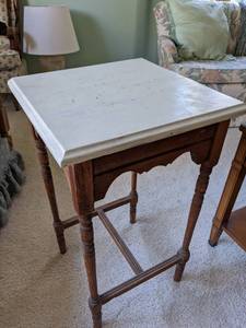 lot 298 image: Vintage Wood Side Table with Painted Top