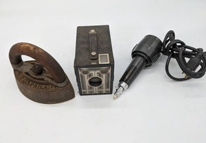 lot 57 image: Vintage Iron, Brownie Camera and Electric Eraser