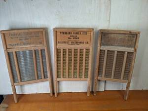 lot 17 image: Lot of Three Vintage Washboards