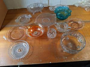 lot 84 image: Assorted Depression and Cut Crystal Glassware