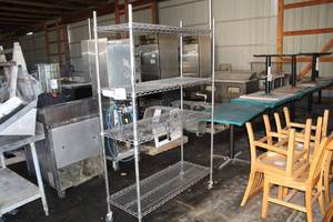 lot 230 image: NSF Stainless Steel Commercial Wire Shelving Rack 4-Shelf
