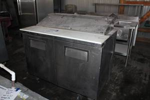 lot 220 image: True NSF Stainless Steel Commercial Sandwich Prep Table TSSU-48-12