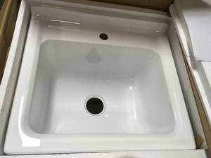 SCHON Eleni All-In-One Kit 24 in. x 22 in. x 37.8 in. Acrylic Utility Sink with Cabinet in White SEE PICS