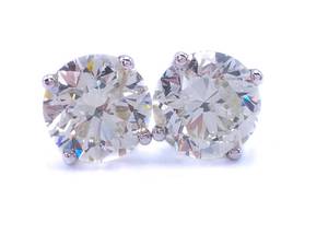 lot 2 image: Brand New 2.00 Carat Round Brilliant Diamond Stud Earrings in 14k White Gold