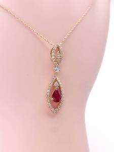 lot 26 image: Brand New .42 Carat Very Fine Natural Ruby and Diamond Necklace in 14k Yellow Gold $2100 Retail