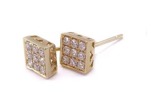 lot 31 image: Brand New 13 Carat Diamond Cluster Earrings in 14k Yellow Gold $1699 Retail