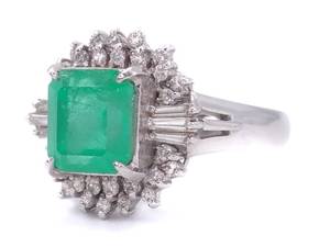 lot 4B image: Stunning and Radiant 2.22 Carat Natural Emerald Diamond Estate Ring in Platinum $14,500 Retail