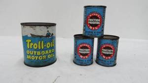 Vintage Tin Oil Cans With Product