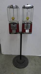 Vintage Oak Double Candy Machine With Keys