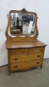 Antique Oak Dresser With Mirror