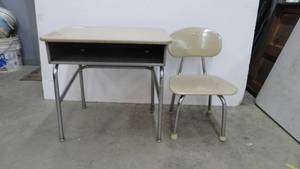 Vintage Kids School Desk & Chair