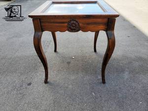 Wooden End Table With Glass Flip Top