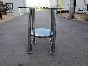 Round Glass Table With Silver Base