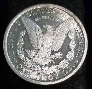 1 TROY OZ. .999 FINE SILVER MORGAN DOLLAR DESIGN