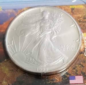 1993 AMERICAN SILVER EAGLE 1 TROY OZ. .999 FINE SILVER SEALED