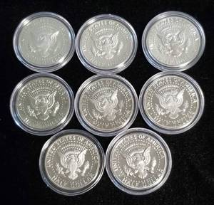 GROUP OF 8 PROOF KENNEDY HALF DOLLARS IN AIRTITES good mix of dates
