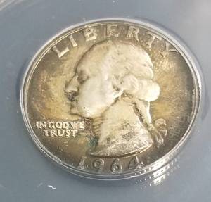 1964 WASHINGTON QUARTER MS64 ANACS nicely toned