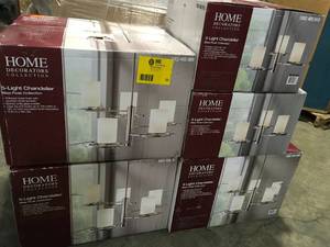 lot 22 image: ASSORTED PALLET WITH HOME DECORATORS CHANDELIERS SEE PICS