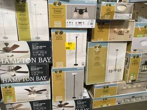 lot 24 image: ASSORTED PALLET WITH MIXED HAMPTON BAY LIGHTING SEE PICS