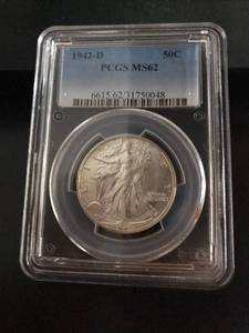 1942 D Walking Liberty Half Dollar MS62
