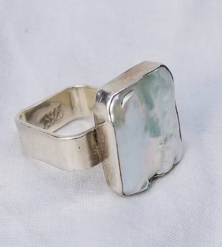 Artisan Blister Pearl Cocktail Ring in Sterling Silver