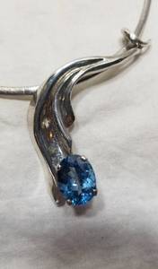 Sterling Silver Blue Topaz Pendant Necklace