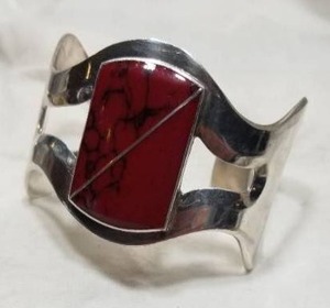 Red Jasper Cuff Sterling Silver Bracelet  950