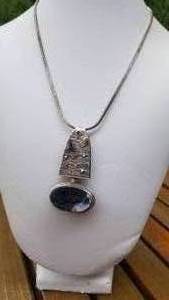 Artisan Agate Geode Brooch Pendant Necklace in 14K and Sterling  Signed