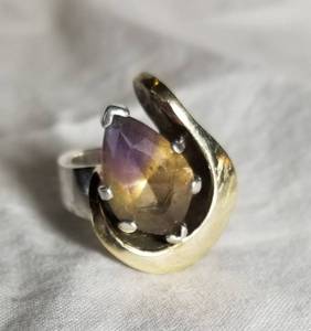 Artisan Amethyst Gemstone Cocktail Ring in 14K Gold and Sterling Silver