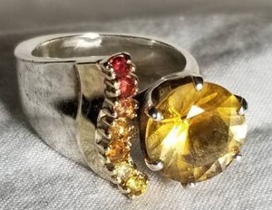 Artisan Crafted Tanzanite Gemstone Cocktail Ring in 14K Gold and Sterling Silver