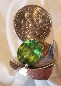 Green Gemstone Cocktail Ring in 14K Gold and Sterling Silver