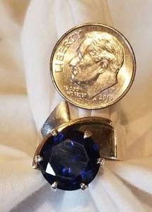 Blue Spinel Gemstone Cocktail Ring in 14K Gold and Sterling Silver