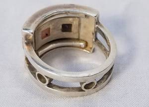 Statement Ring in Sterling Silver with Fire and Blue Opals