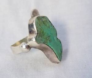 Artist Signed Turquoise Statement Ring in Sterling Silver