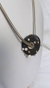 Stone Pendant Necklace Set with Pearl, 14K Gold and Sterling Silver Studs