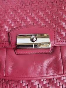Designer Coach Woven Leather Kristin Shoulder Bag- Red