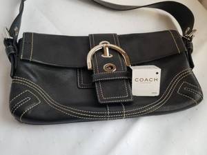 Authentic Coach Soho Leather Flap Handbag- Black