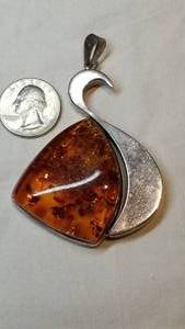 Artisan Baltic Amber Pendant in Sterling Silver